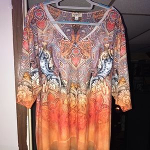 Women’s Plus Orange Abstract Blouse